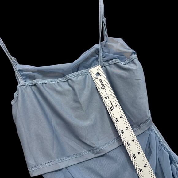 Cider Womens Blue Mesh Ruched Cami Top Sz M Sheer Layered Y2K Grunge Fairy - Picture 6 of 9